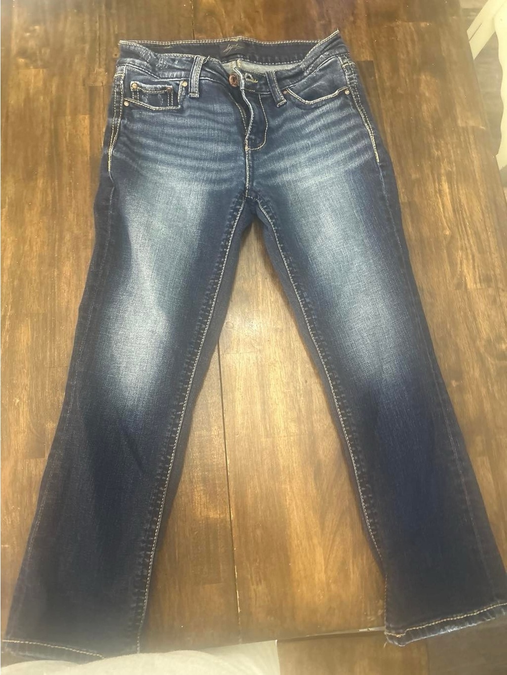 Daytrip Dark Blue Cropped Straight Leg Jeans